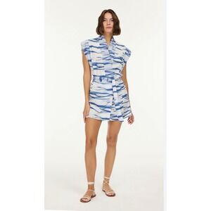NWT My Beachy Side Janis Belted Tunic Dress Blue White Kaftan Mini One Size
